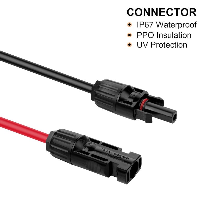 Geosiry كابل تمديد للطاقة الشمسية بطول 10 أقدام وسمك 10AWG مع موصلات أنثوية وذكورية، كابل شمسية للألواح الشمسية، وحدات التحكم في الشحن ومولد الطاقة الشمسية (10AWG، 10FT) - Image 2